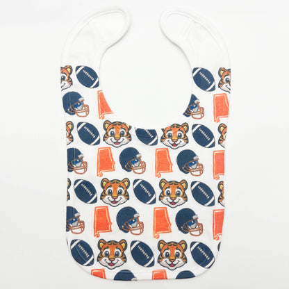 Orange and Navy Baby Tiger Football Bib-Alabama New Arrival