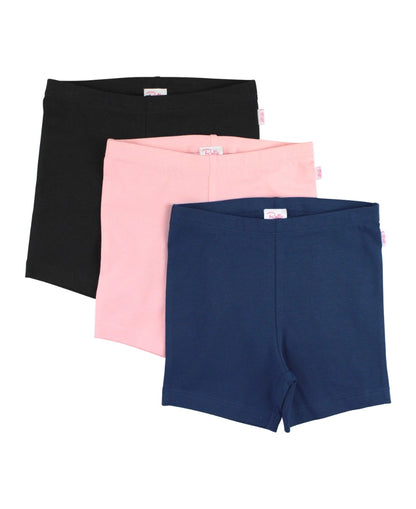 Ruffle Butts Black, Pink & Dark Navy 3-Pack Knit Playground Shorts