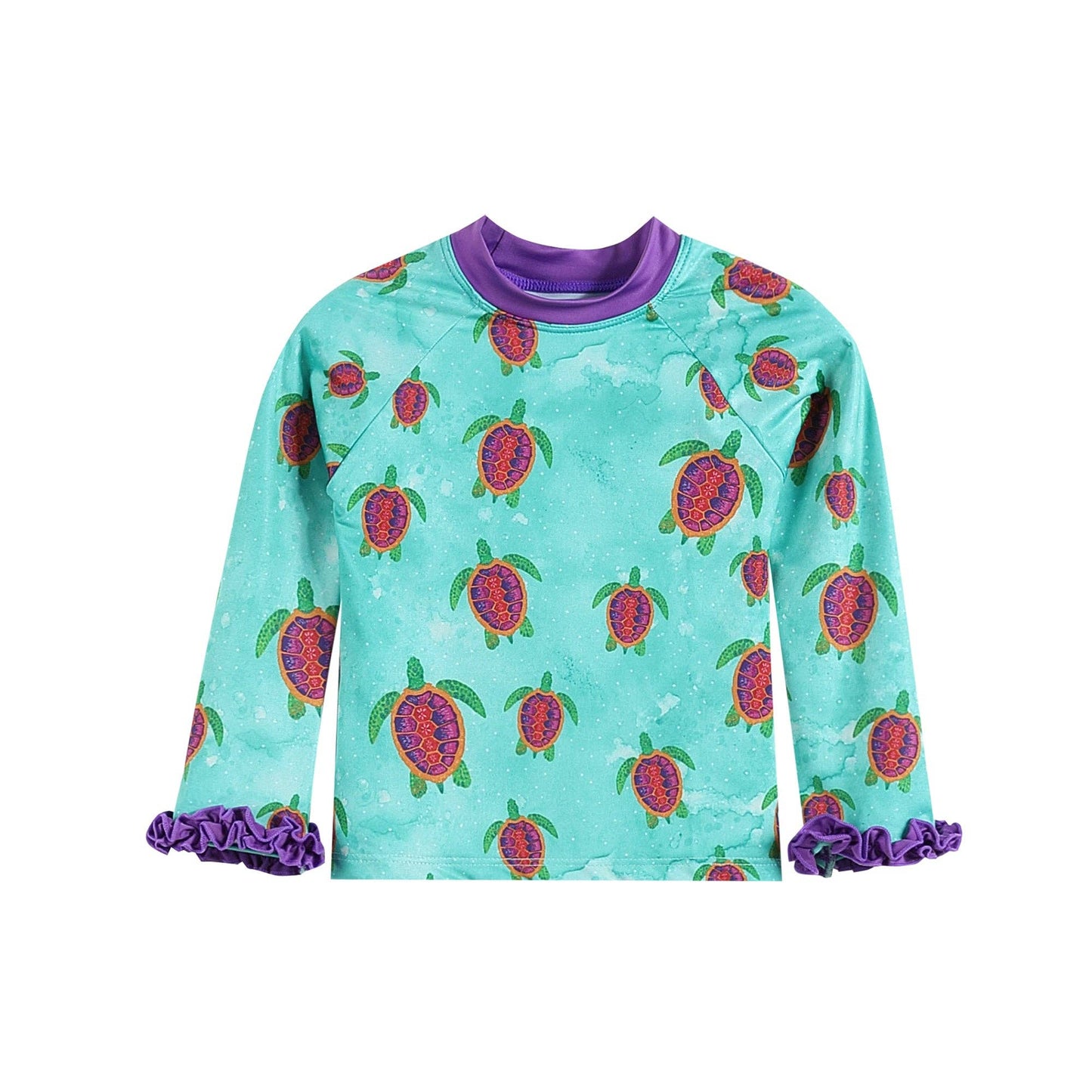 Turquoise Turtle Ruffle Rashguard 2 pc Set