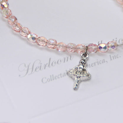 Dance Ballerina Pink Crystal Bracelet 6"