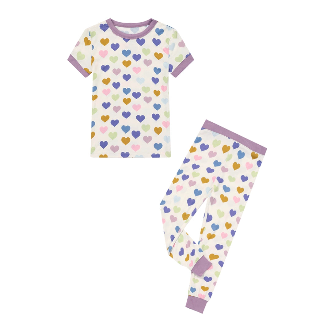 Emerson & Friends Little Love Bamboo Girls Short Sleeve Kids Pajama Set