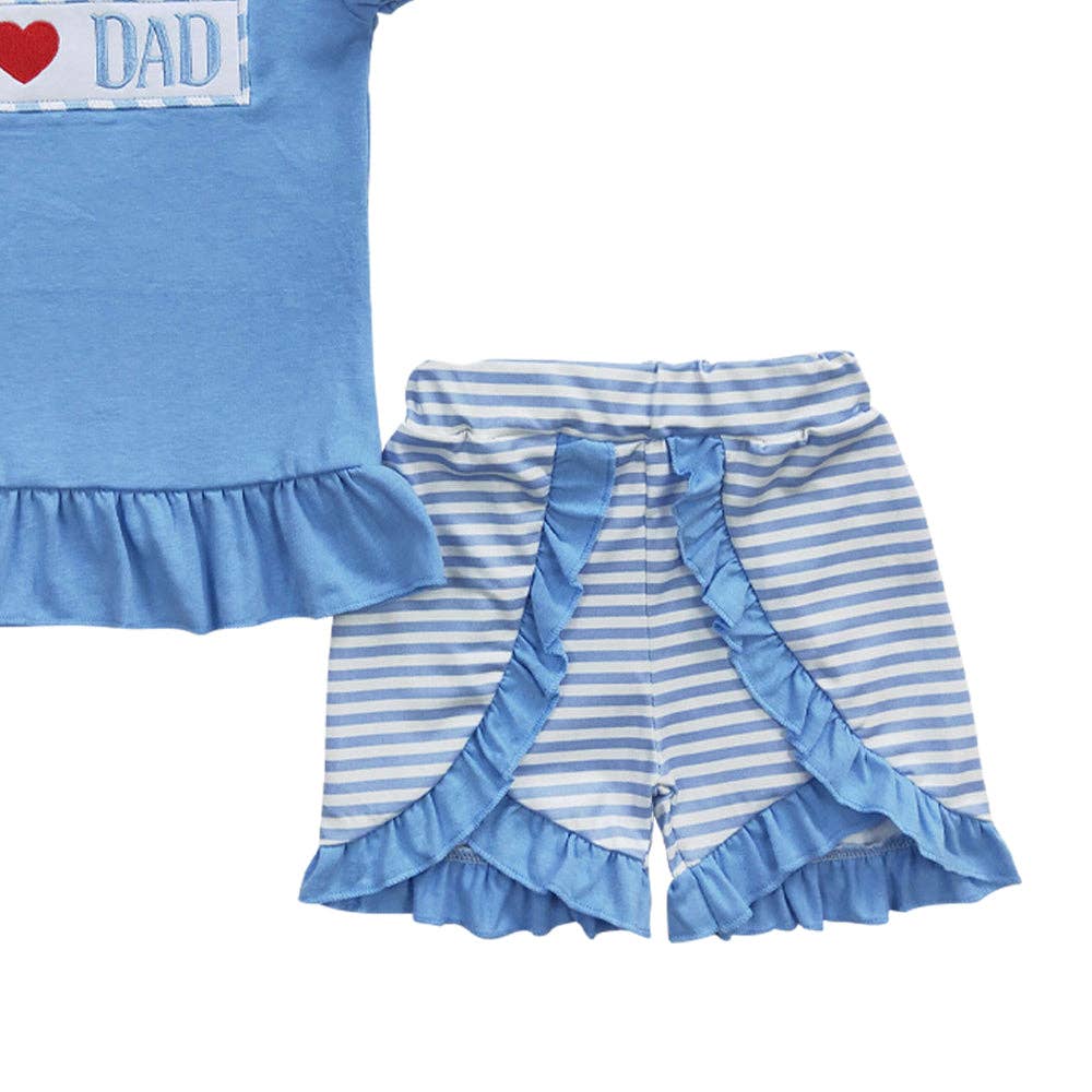 Girls I love Dad Summer Shorts Clothes Sets