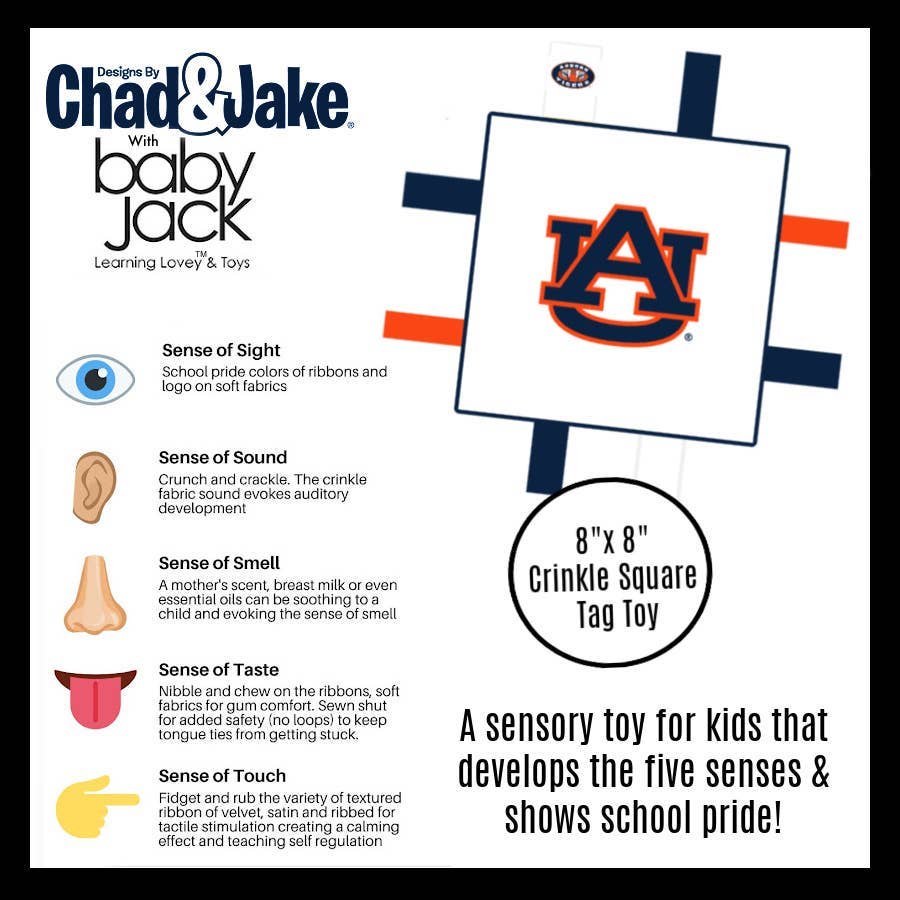 Auburn Tigers Stroller Tag Toy Learning Lovey