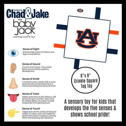 Auburn Tigers Stroller Tag Toy Learning Lovey