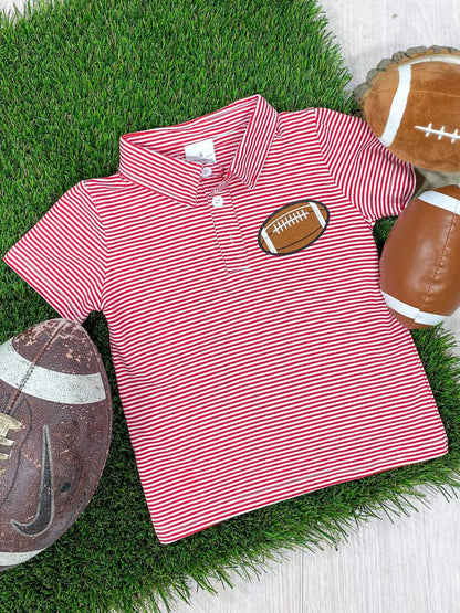 Red Classic Striped Football Boys Top