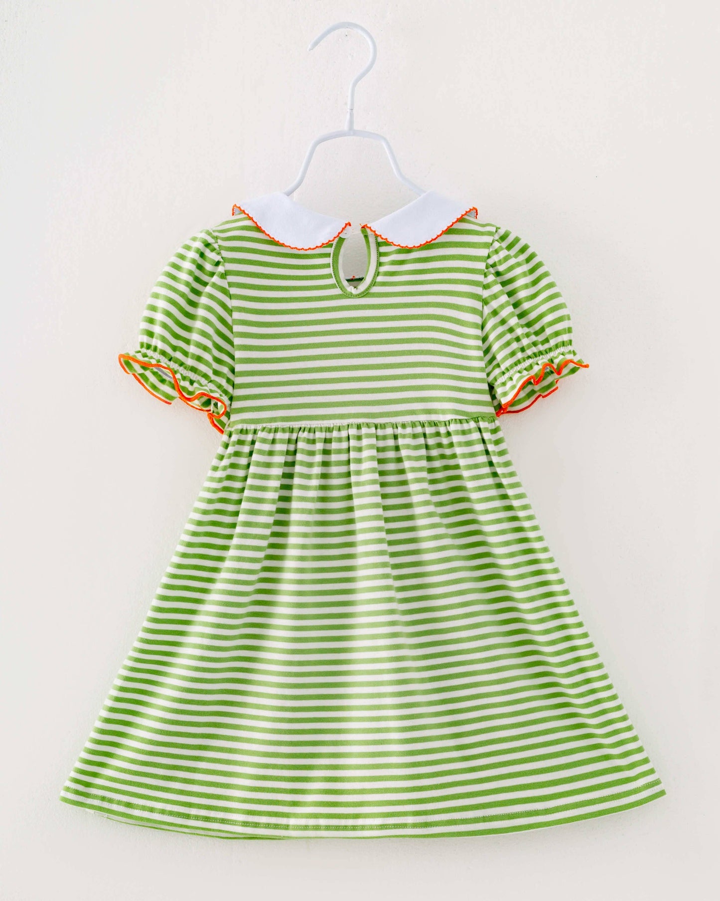 Green Stripe Pumpkin Girl Twirl Fall Dresses Kids Clothes