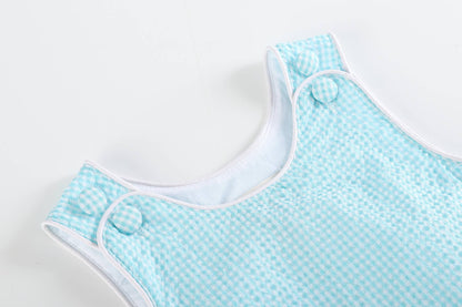 Classic Turquoise Seersucker Baby Bubble Romper