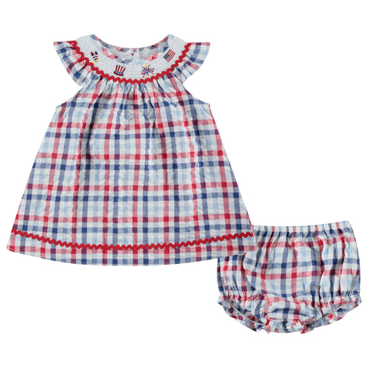 Good Lad Newborn/Infant Girls Seersucker Dress with Panty