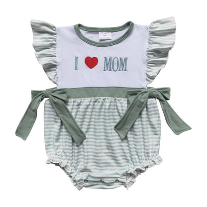 Baby Girls I love Mom Rompers