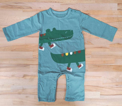 Green Alligator Baby Romper