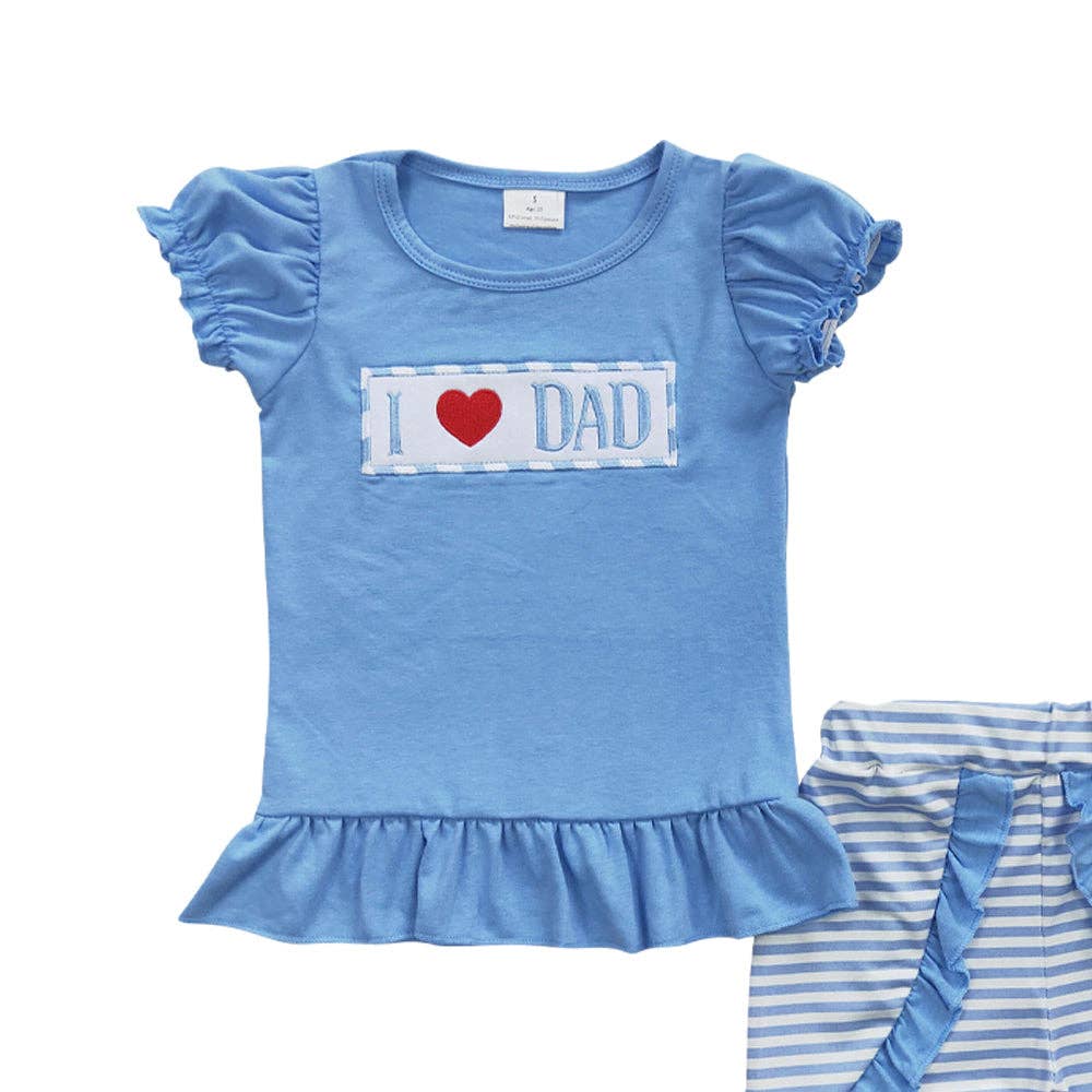 Girls I love Dad Summer Shorts Clothes Sets