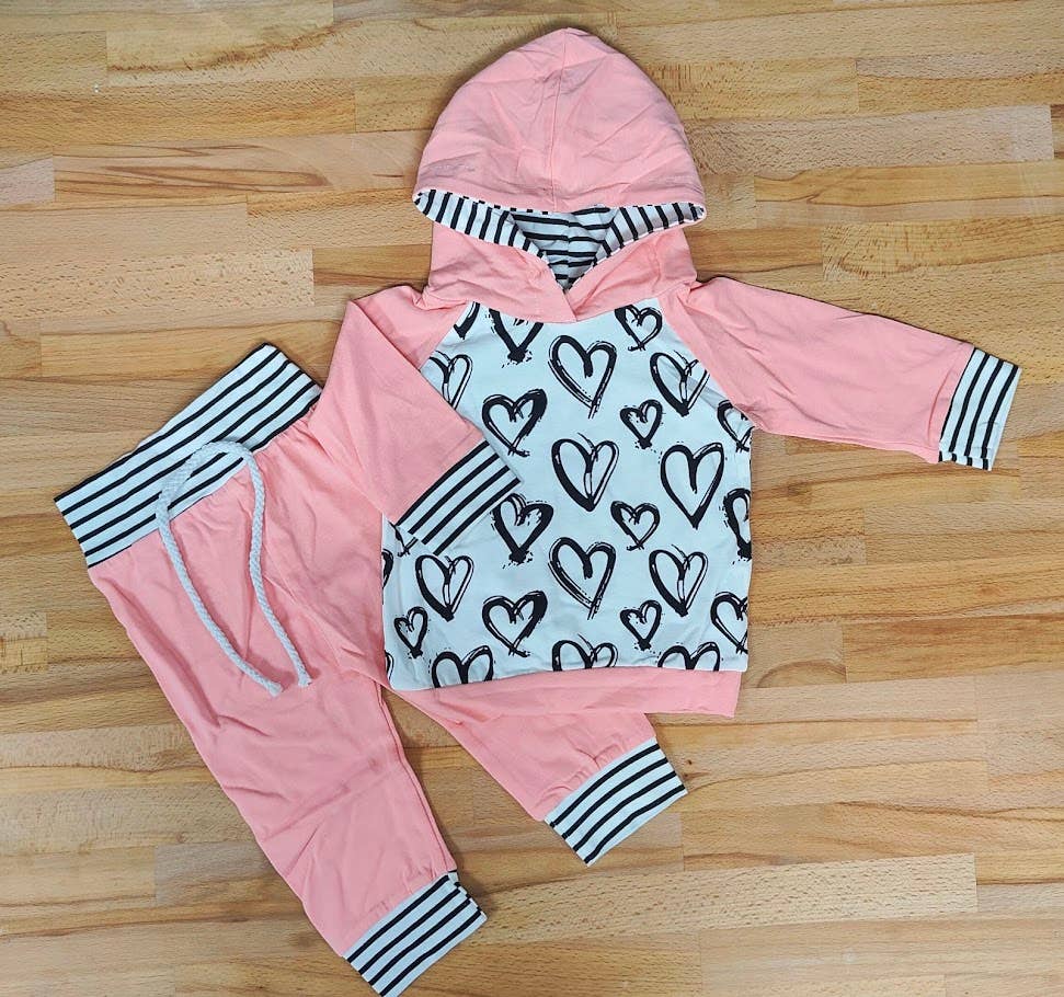 Heart Girl Hooded Pink Sweatshirt & Pants