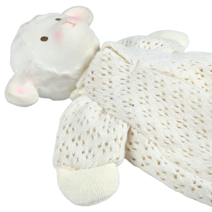 Bahbah the Lamb Baby Lovey with Natural Rubber Teether Head