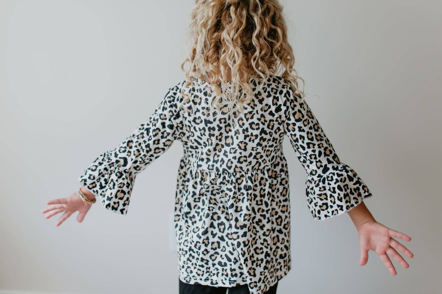 Kids Fall Winter Leopard Print Ruffle Top Shirt Blouse