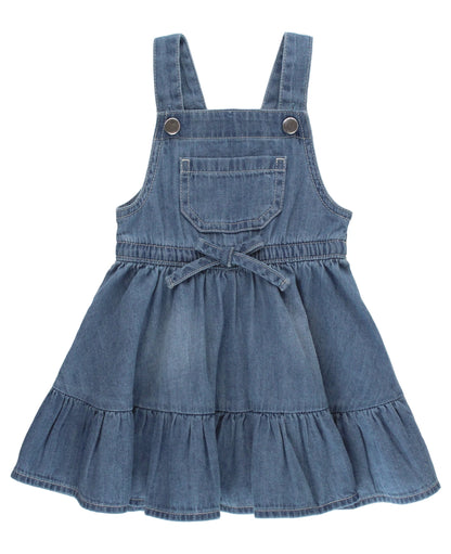 Ruffle Butts Light Wash Denim Overall Jumper Dress