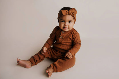 Baby Ribbed Playsuit with Pockets and Bow