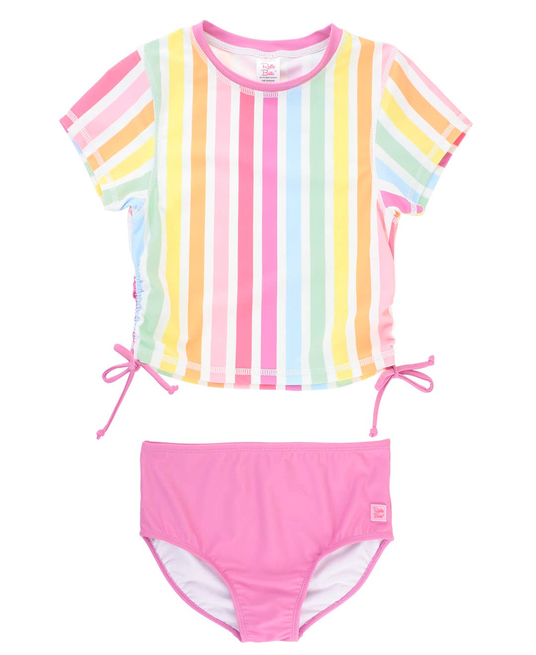 Rainbow Dream Stripe Tween Cropped Rash Guard Bikini 3pc Set