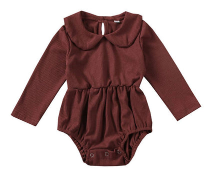 Ribbed Collar Baby Dressy Romper