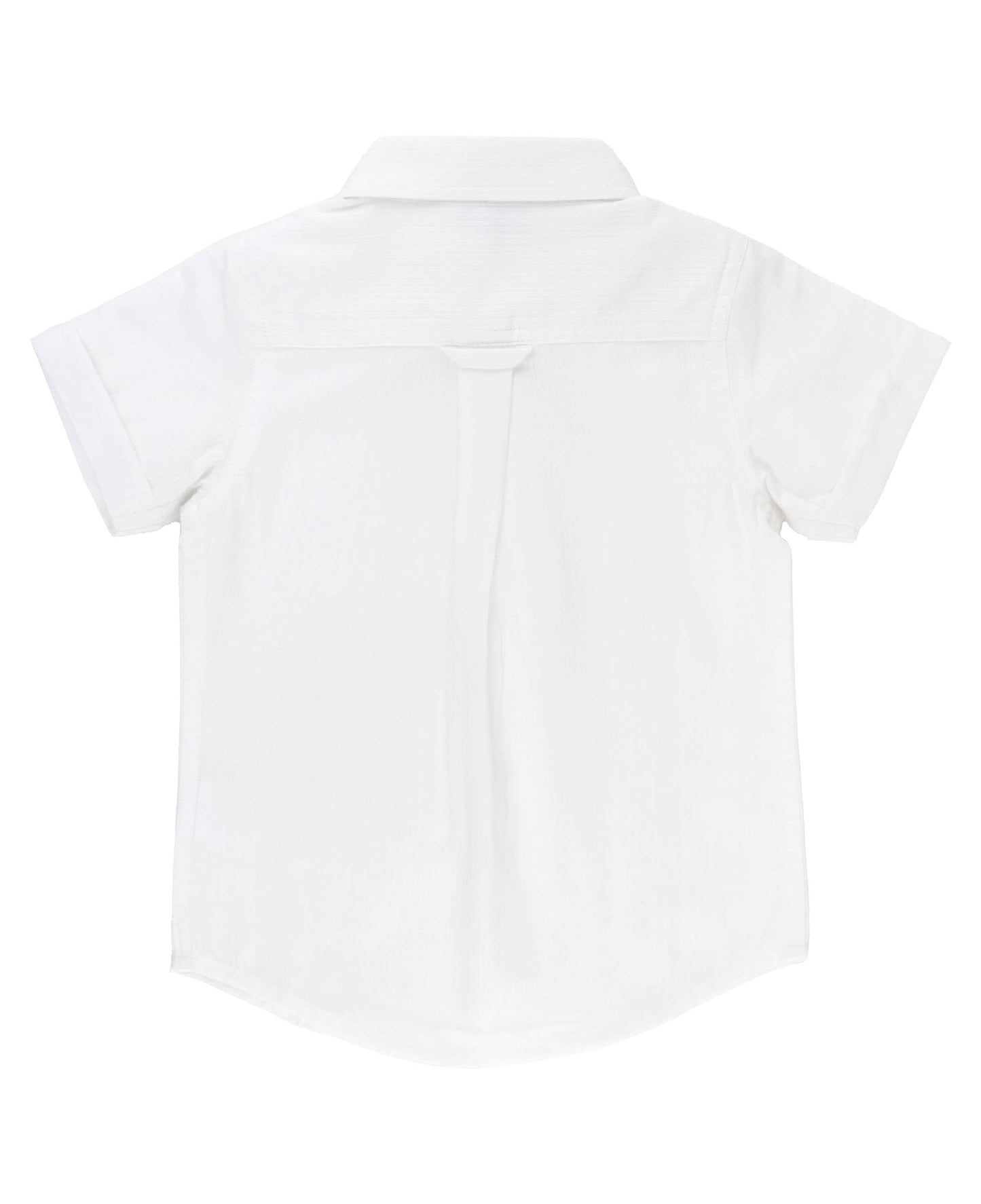 White Dobby Short Sleeve Button Down Shirt