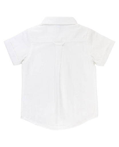 White Dobby Short Sleeve Button Down Shirt