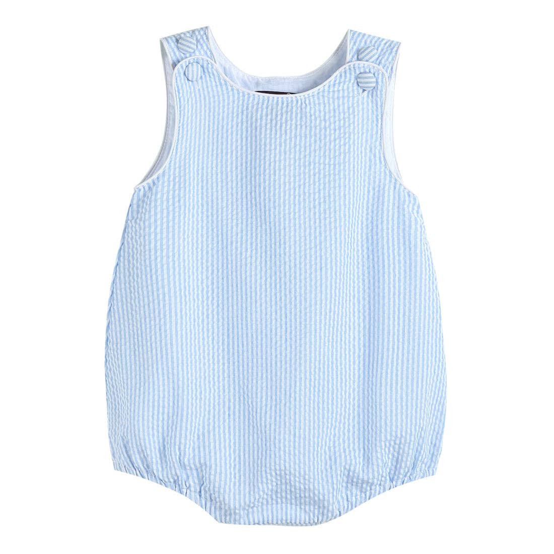 Classic Light Blue Seersucker Bubble Romper