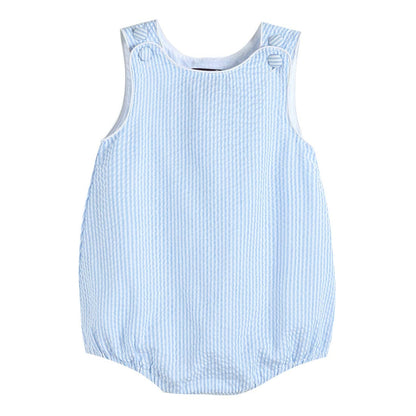 Classic Light Blue Seersucker Bubble Romper