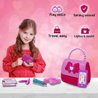 Playkidz Princess My First Purse Set - 8 Pieces Kids Play Purse and Accessories, Pretend Play Toy Set with Cool Girl Accessories, Includes Phone and Bag with Lights And Sound.