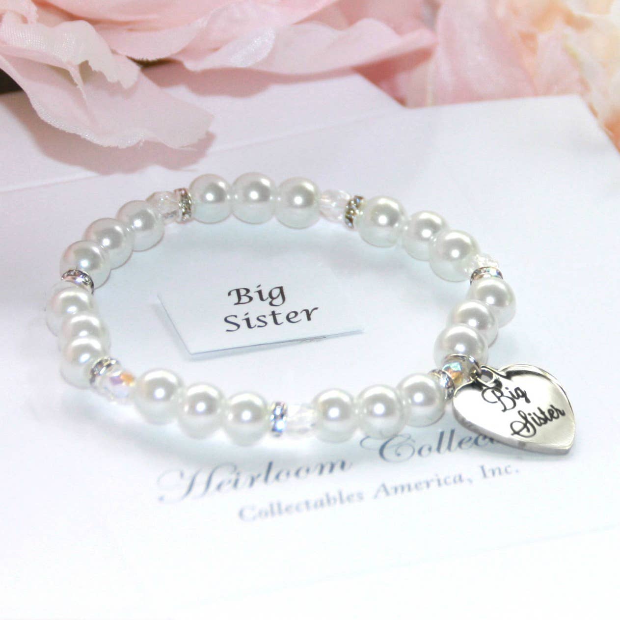 Big Sister Pearl Bracelet with Heart Charm