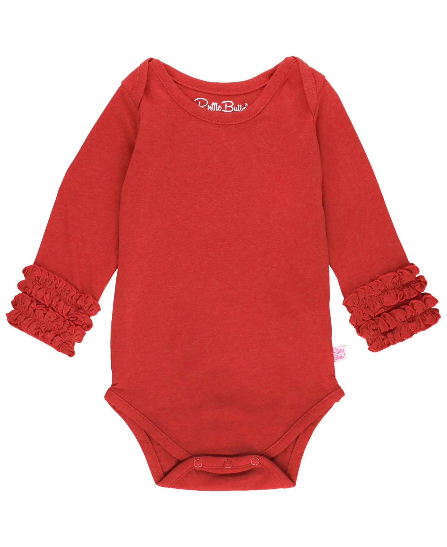 Baby Girls Red Ruffled Long Sleeve Layering Bodysuit