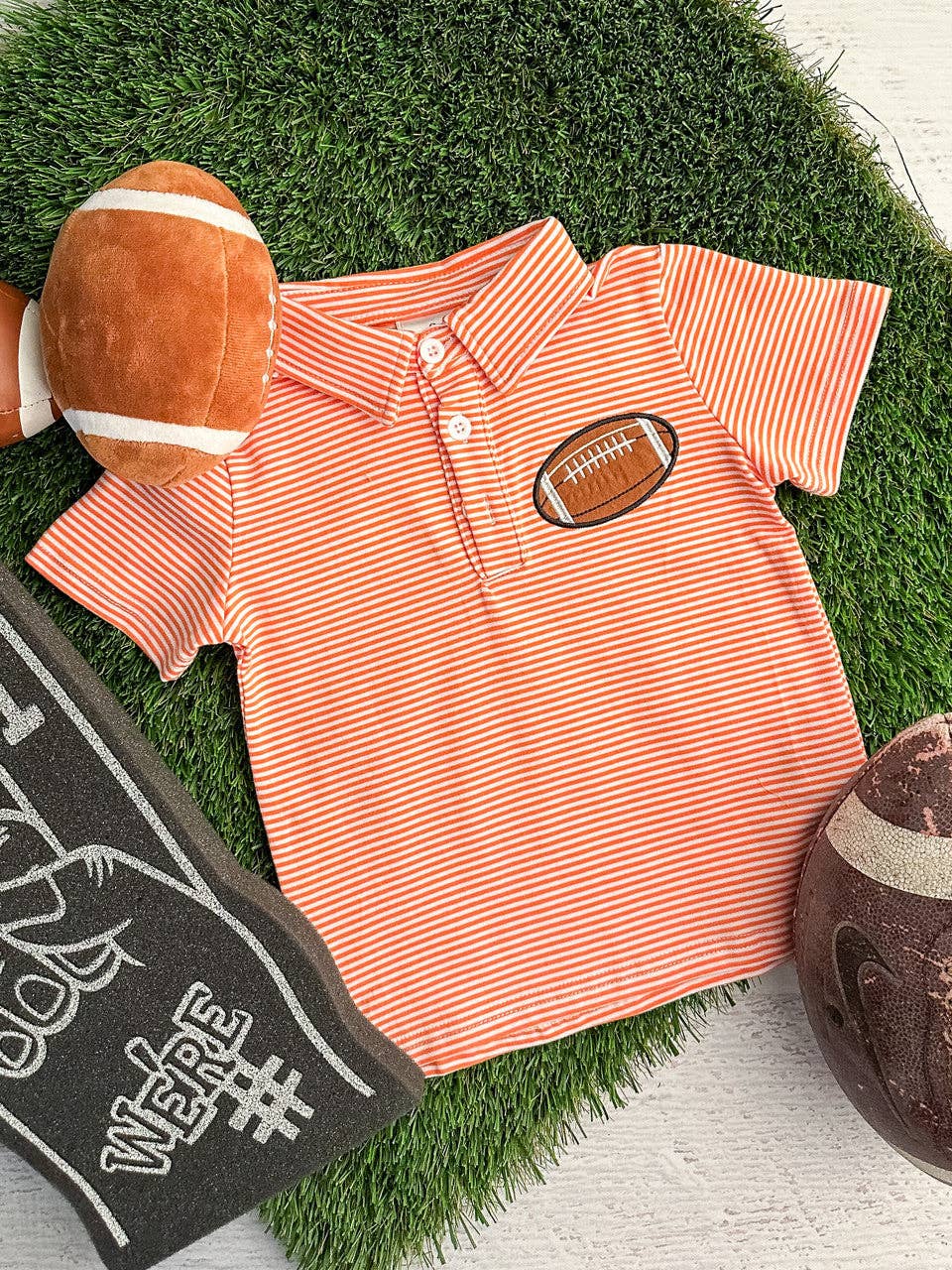 Orange Classic Striped Football Boys Top