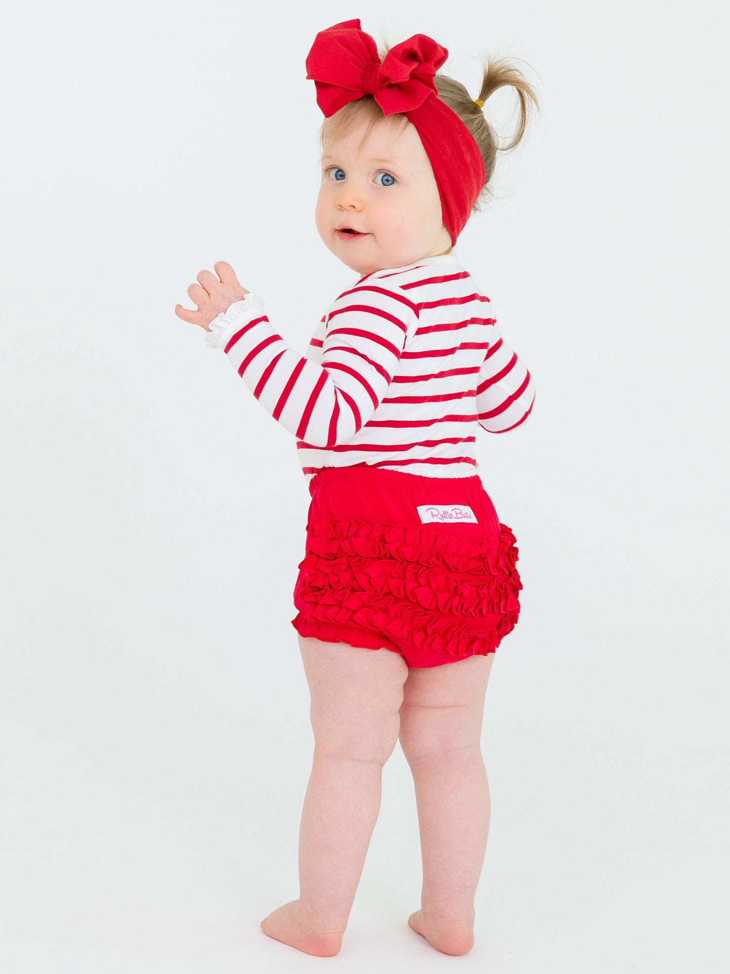 Baby Girls Red Knit RuffleButt Bloomer