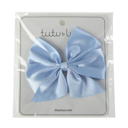 Tutu & Lulu Coastal Blue Satin Bow Hair Clip