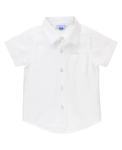 White Dobby Short Sleeve Button Down Shirt