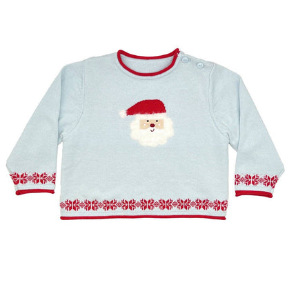 Fuzzy Santa Lightweight Knit Sweater in Blue