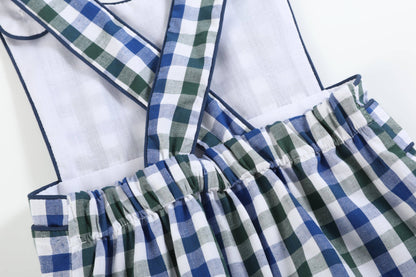 Blue and Green Criss Cross Shortalls