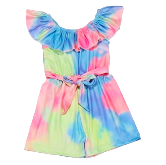 Limited Girls Pastel Tie Dye Shorts Jumpsuit Romper