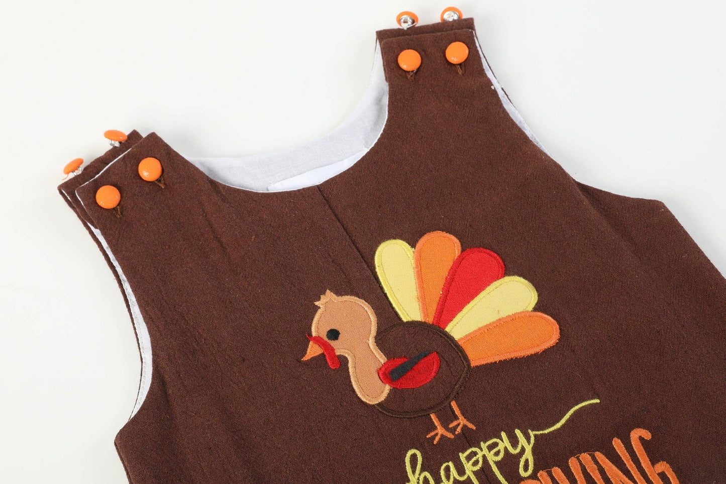 LIL Cactus Brown Happy Thanksgiving Turkey Overalls