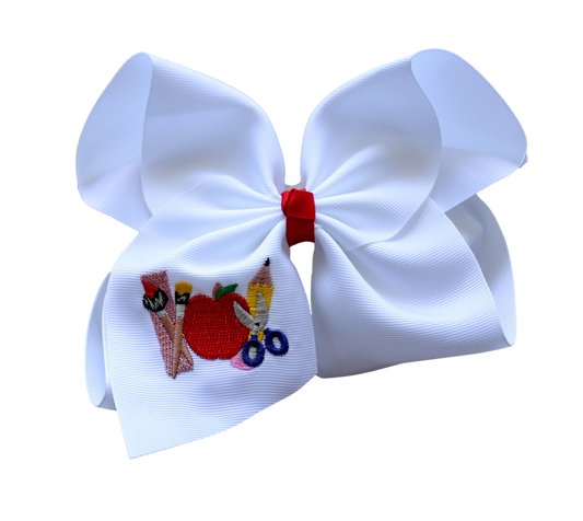 School Rules Embroidered Bow