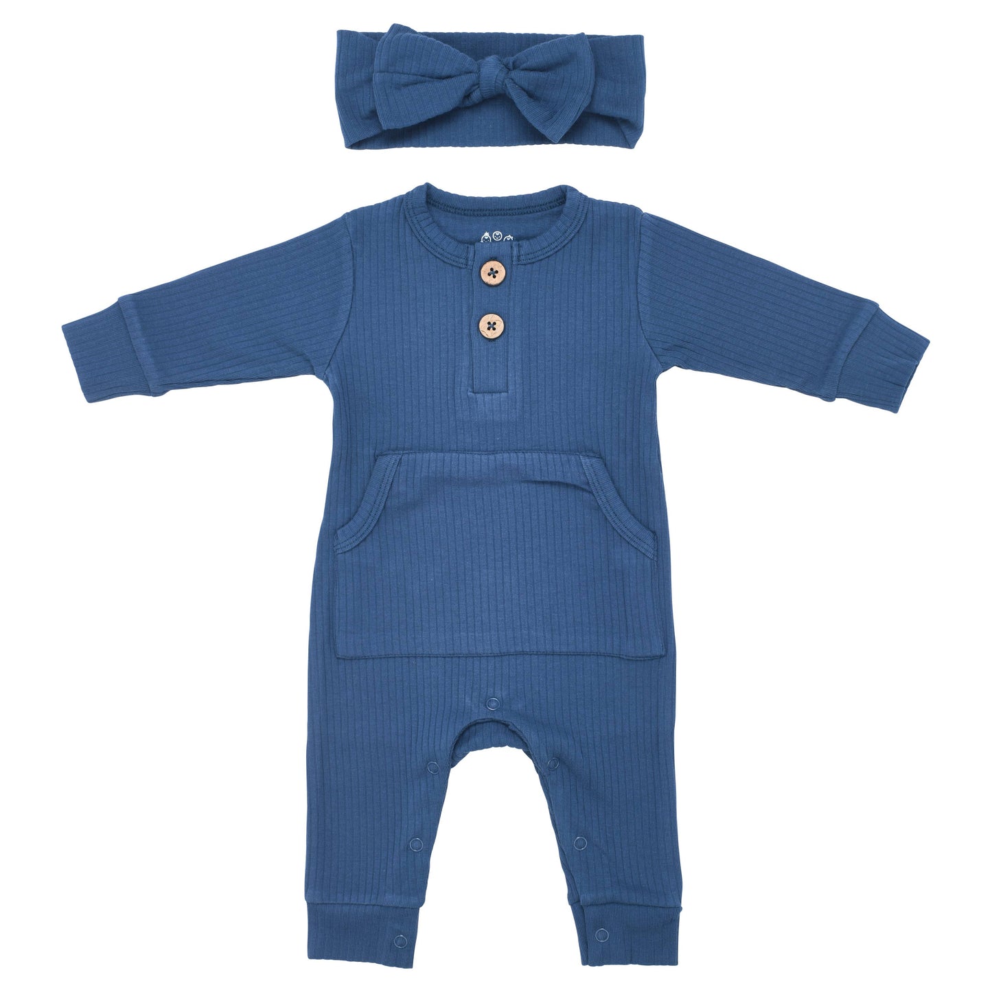 Baby Ribbed Playsuit with Pockets and Bow