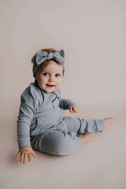 Baby Ribbed Playsuit with Pockets and Bow