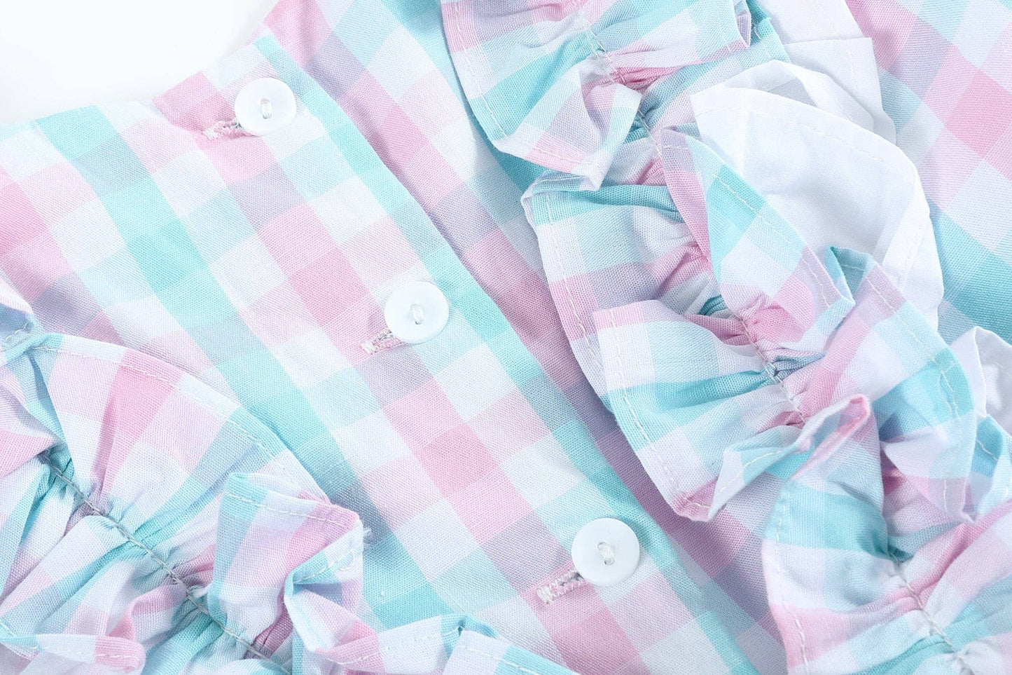 Lil Cactus Pink and Aqua Gingham Ruffle Bow Dress