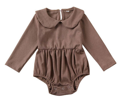 Ribbed Collar Baby Dressy Romper