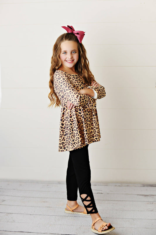 Kids Leopard & Criss Cross Leggings Set