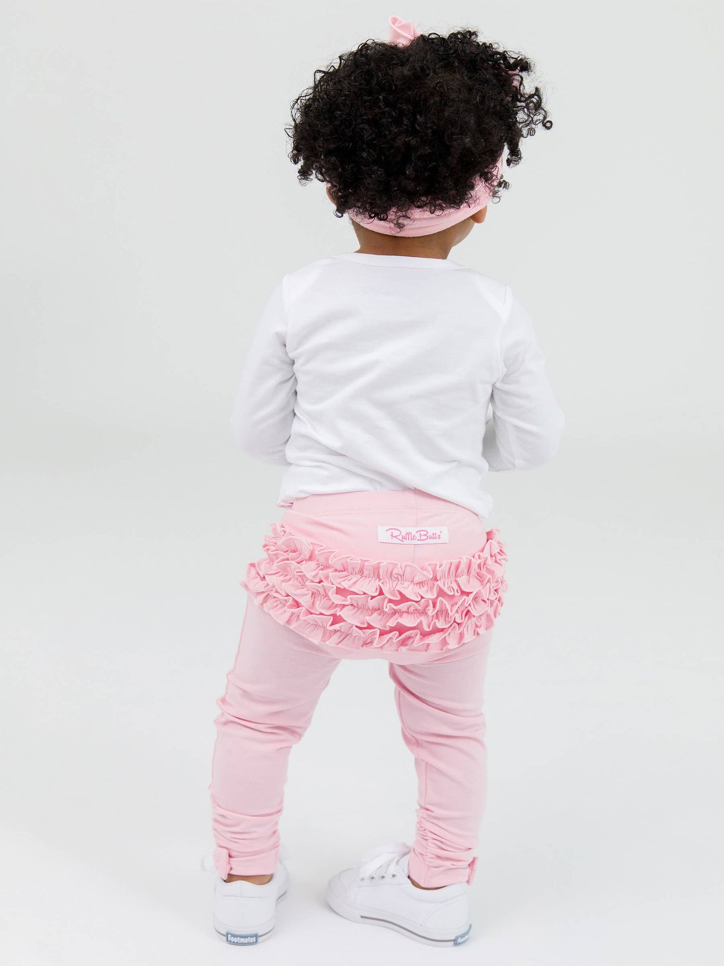 Baby Girls Pink Ruched Bow Leggings