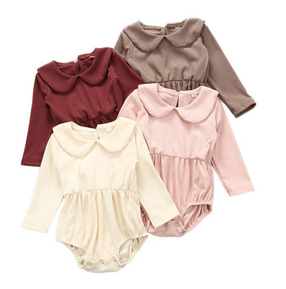 Ribbed Collar Baby Dressy Romper