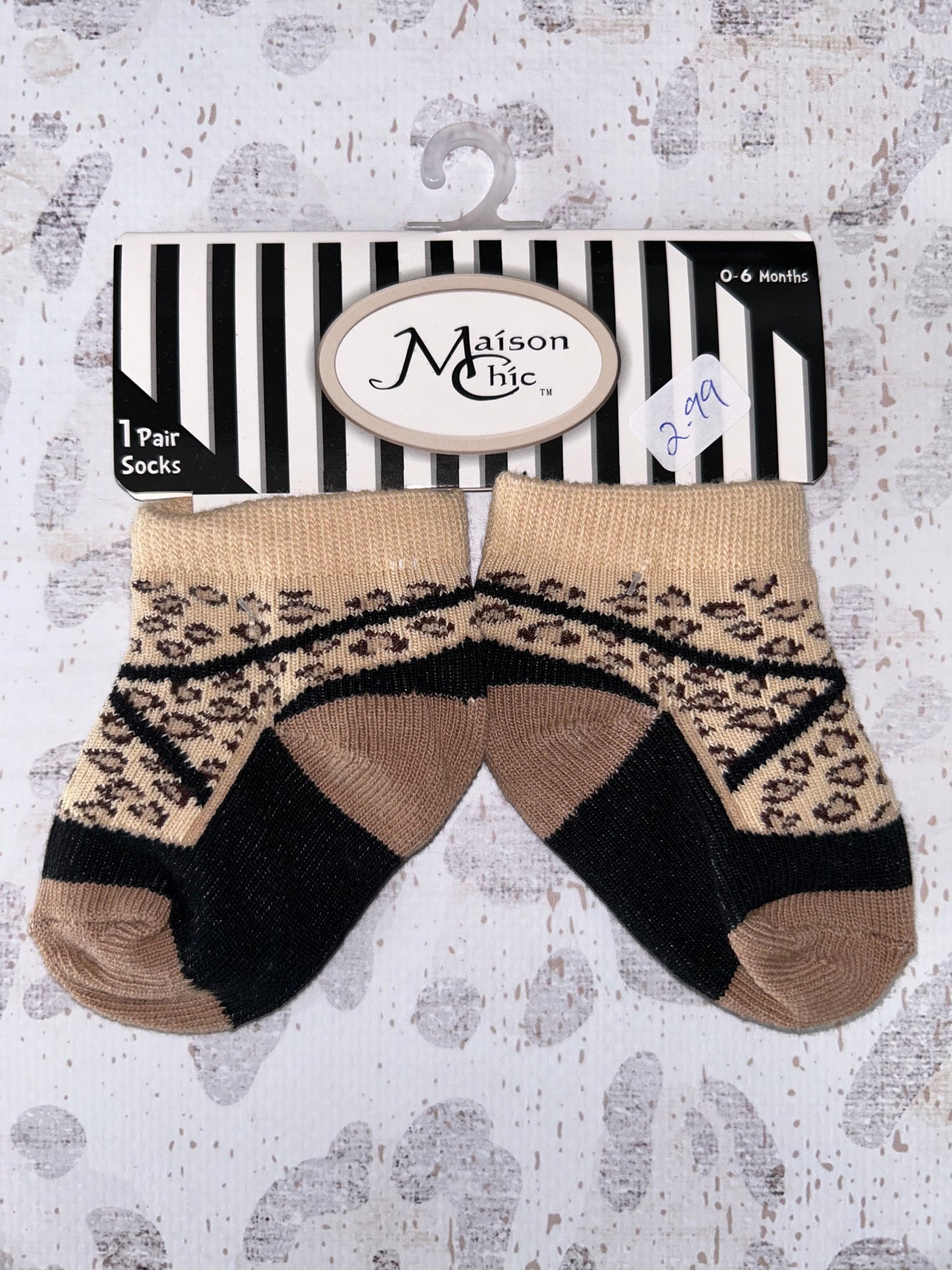 Maíson Chíc Brown & Black Leopard Socks