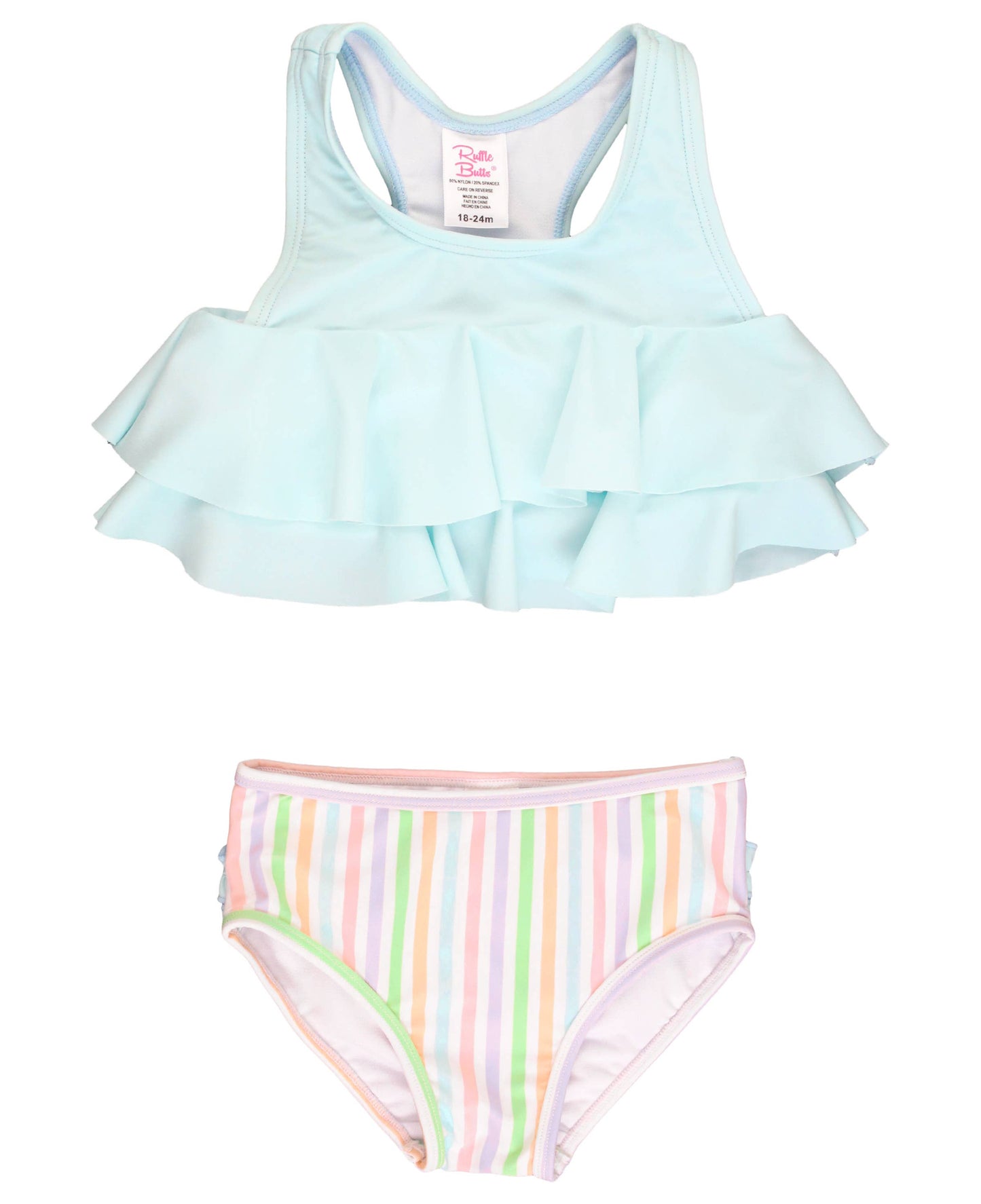 Pastel Rainbow Stripe Flounce Bikini