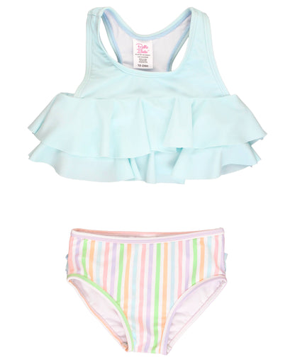 Pastel Rainbow Stripe Flounce Bikini