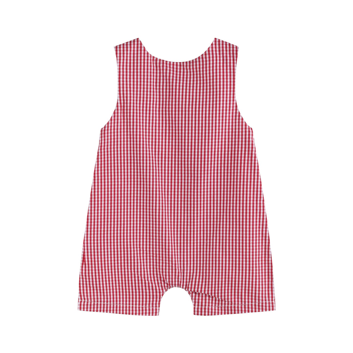 Red Gingham Baseball Smocked Shortalls