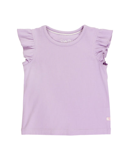 Ruffle Butts Lavender Rib Knit Flutter Sleeve Top